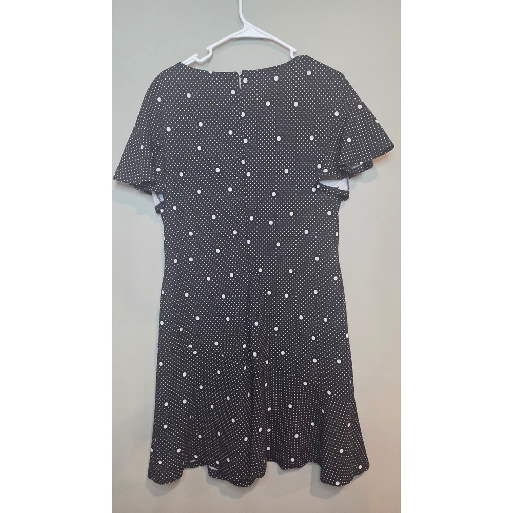 Lauren Ralph Lauren Polka Dot Flutter Sleeve Fit Flare Dress Womens 14 Black - Picture 5 of 5